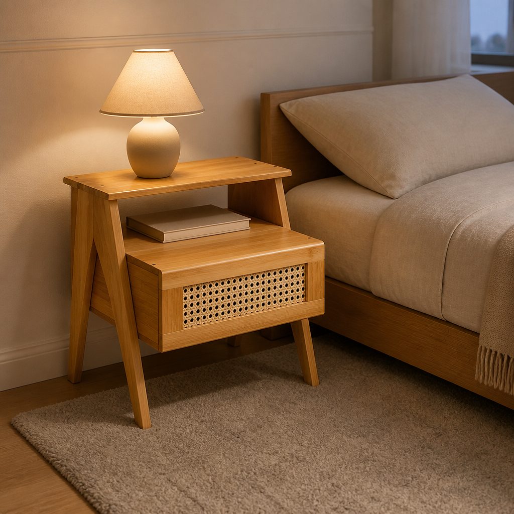 Petite table de chevet moderne en bois japonaise avec rangement multifonctionnel