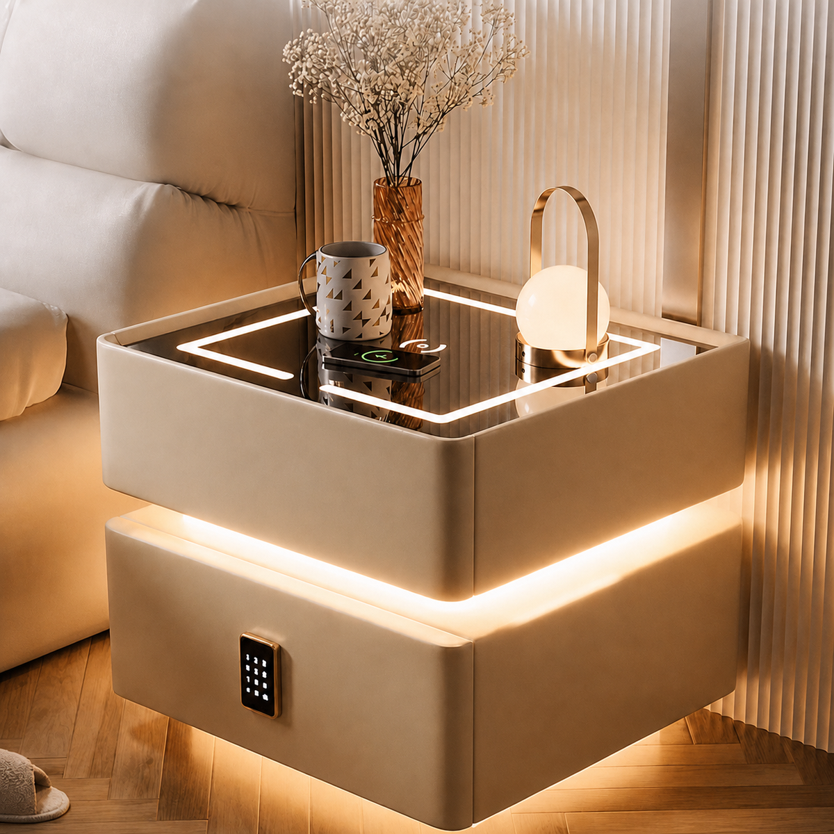 Table de chevet contemporaine à LED