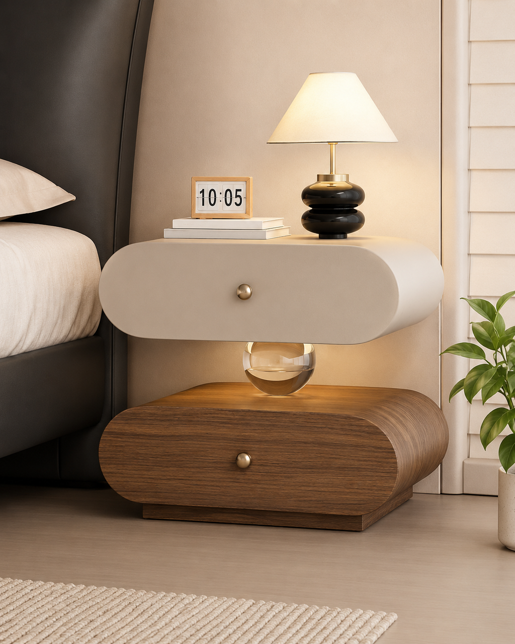 Table de chevet ovale moderne