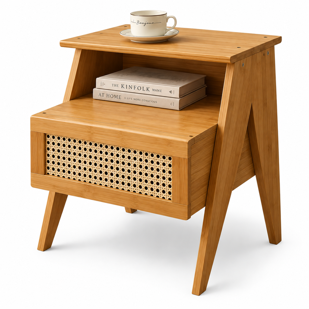 Petite table de chevet moderne en bois japonaise avec rangement multifonctionnel