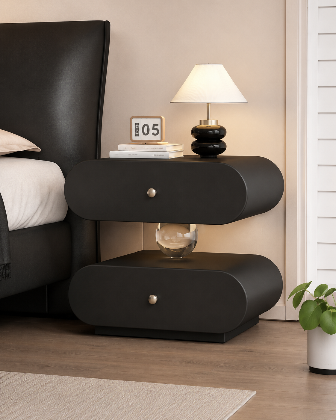 Table de chevet ovale moderne