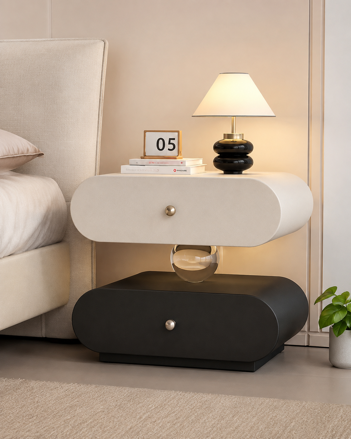 Table de chevet ovale moderne