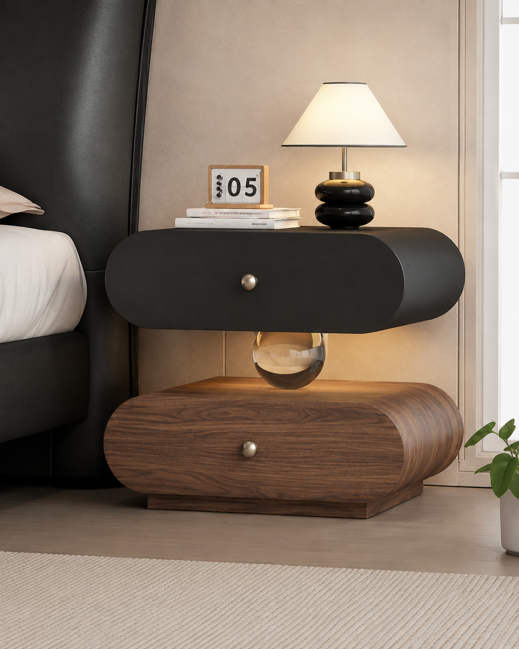 Table de chevet ovale moderne