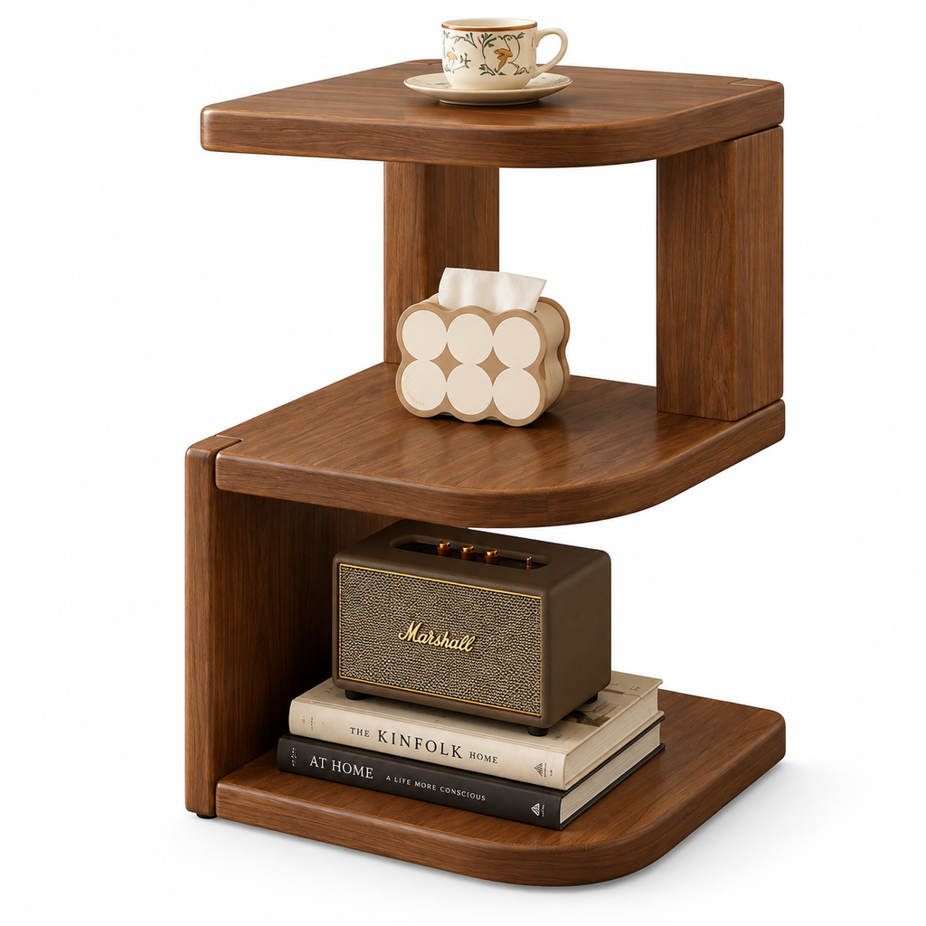 Table de chevet ovale en cuir avec base éclairée, mobilier moderne artistique sculptural